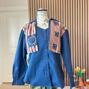 Vintage‎ Patriotic American Flag 1776 Novelty Button Down Shirt